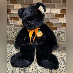 Ty Beanie Buddie Haunt Black Bear With Pumpkin on the chest 2002